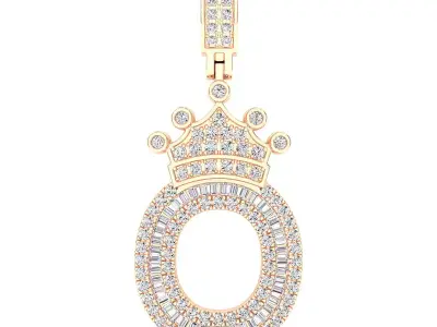 Crown Initial  O  Letter Pendant 3D print model
