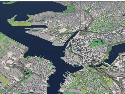 Boston Massachusetts USA 25x25km 3D City Map 3D model