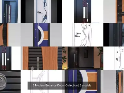 6 Modern Entrance Doors Collection 3D Model Pack
