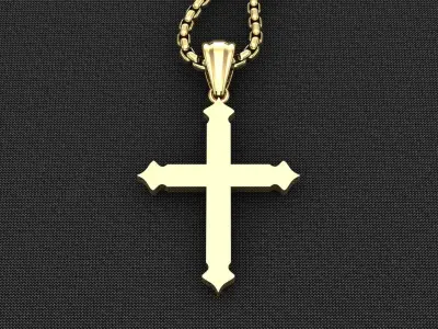 High Cross Pendant Light Gold 18K 3CP069 3D model