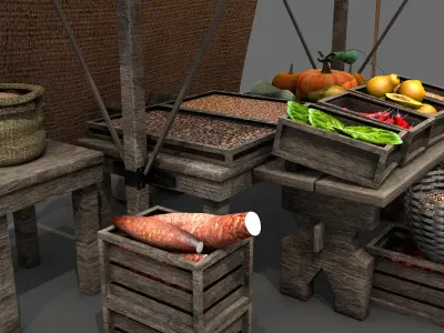 Medieval Market Stall 01 3D model