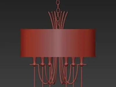 Wide Aged Brass 6 Light Chandelier 3D model