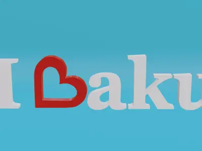 I Love Baku 3D Model - Famous Azerbaijan Landmark Free low-poly 3D model