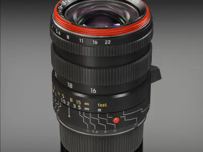 Leica Tri-Elmar-M 16-18-21mm f 4 ASPH lens Low-poly 3D model