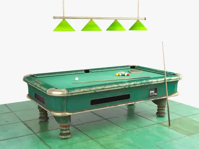 Pool table worn out Low-poly 3D model