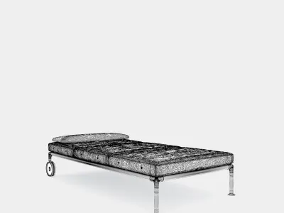 Outdoor chaise longue with wheels 3D model