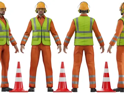 Road worker 3D model purchase