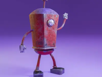 3d Robot character model design without rig Low-poly 3D model