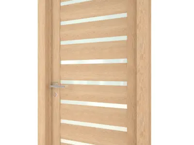Door-083 wooden door with glass panels 3D model