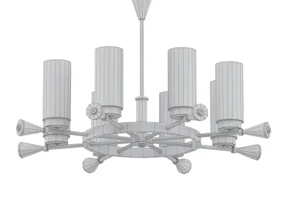 NERIUT modern chandelier with brass and glass shades 3D model