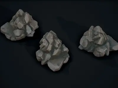 Stylized Gray Stone moss 10 Low-poly 3D model