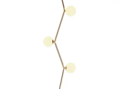 Scandinavian style floor lamp with glass ball shades 3D model