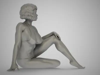 Pretty Woman Sitting on the Floor 3D print model