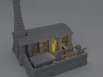 Medieval Cannon Forge Tabletop Terrain 28 mm 3D print model