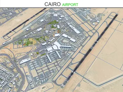 Cairo Airport 15km Low-poly 3D model