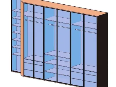 Modern Cabinet - Wardrobe with Glass Doors 3D model