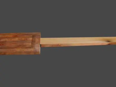 Dinner fork in rust metal and wooden handle Low-poly 3D model