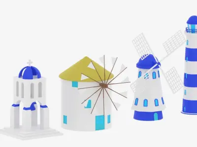 Greek Buildings Collection Low-poly 3D model