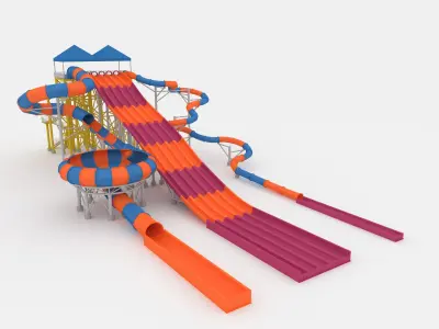 Collection Waterpark Slide 4 3D Model Pack