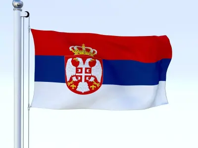 Animated Serbia Flag Low-poly 3D model