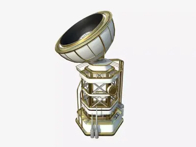 SciFi Antenna Tower A11 Gold - Sci Fi Exterior Design Low-poly 3D model