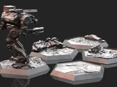 Hex Bases  Urban Warfare 3D print model