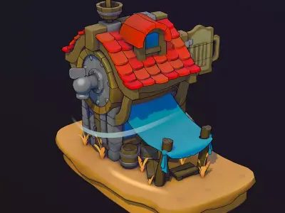 stylized tavern Low-poly 3D model