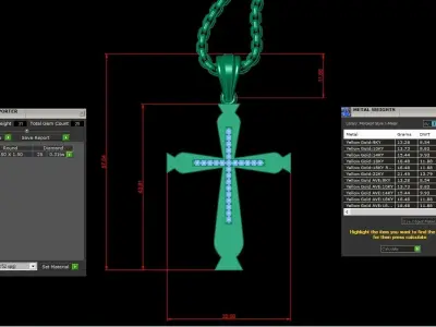High Cross Pendant Light Gold 18K 3CP034 3D print model