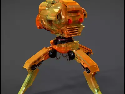 Cryon orange robot on tripod 3D model