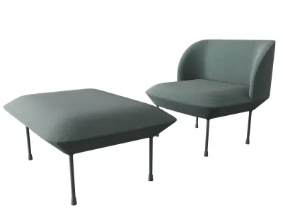 Oslo lounge chair and Pouf 3D model