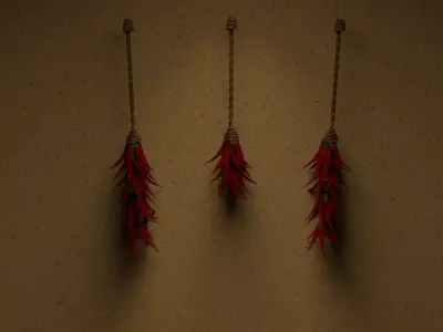 air dried chillies in different length spooky witch style 3D model