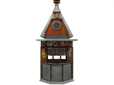 German 1940s Ticket Booth Low-poly 3D model