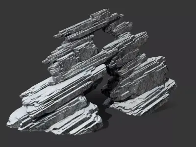 Cliff Rock with Multiple Textures Low-poly 3D model