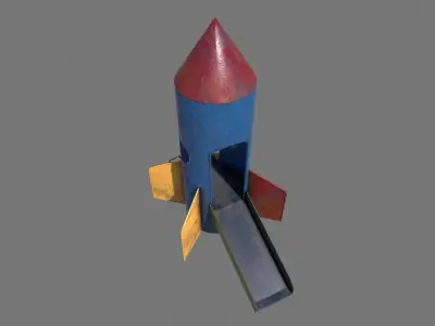 Old Rusty Rocket Slide Low-poly 3D model