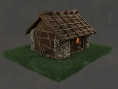 Medieval House Low-poly 3D model 29