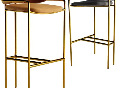 WEST ELM Lenox Velvet Bar Counter Stools 3D model