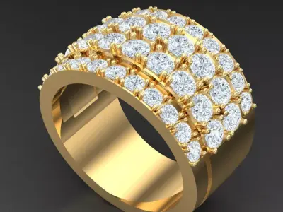 Light Gold Diamond Men Ring 2MR027 3D print model
