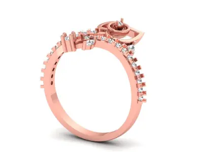 Solitaire Wedding Engagement Women Flower Heart Bypass Ring 3D print model
