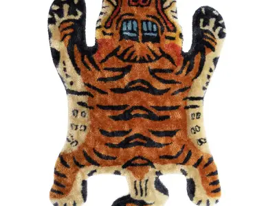 Vintage Tibetan Tiger Rug 3D model