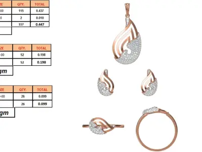 Light wt Ring Earrings Pendant set stl jcd 1-render details 3D print model shop