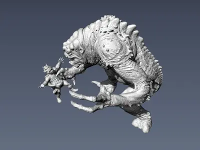 gamorrean guard eaten by Rancor 3D print model