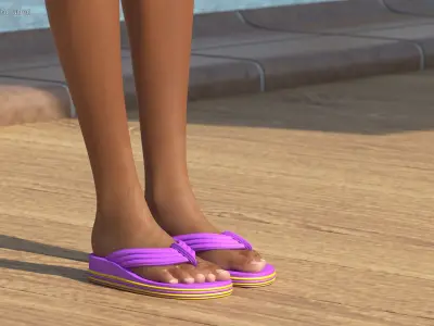 Beach Style Teenage Light Skin Black Girl Rigged 3D model