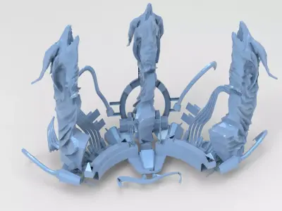 Dragon portal sci fi hedron collider wall  Low-poly 3D model
