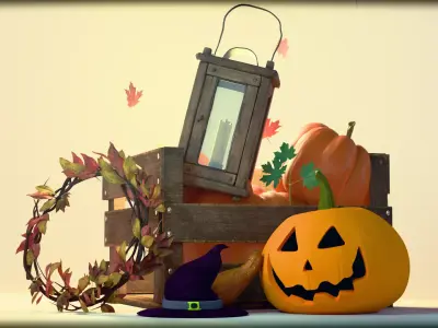 Festive Cozy 3D Fall Asset Pack 3D model