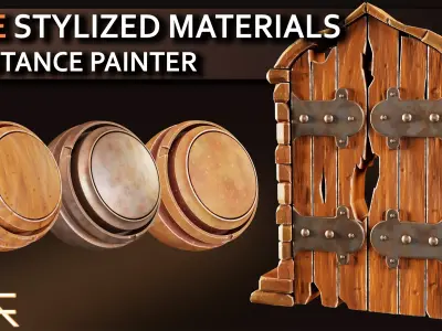 Free Stylized Wooden Door Materials  Substance Painter  Texture