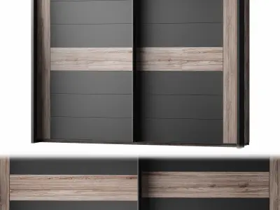 Wardrobe low poly 3d model collection ikea sliding doors Low-poly 3D model