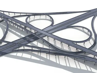 Highway Road Viaduct Flyover-13 3D model