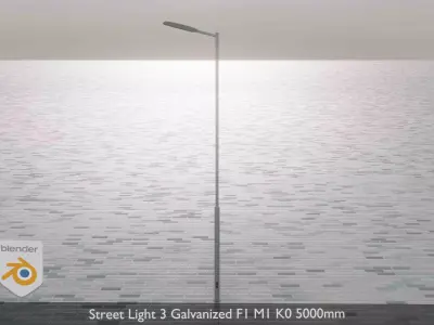 Street Light 3 Galvanized F1 M1 K0 5000mm Low-poly 3D model