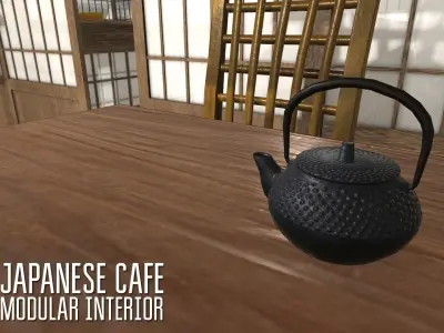 Japanese cafe -  modular interior Low-poly 3D model