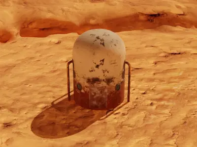 Mars module and landscape Low-poly 3D model
